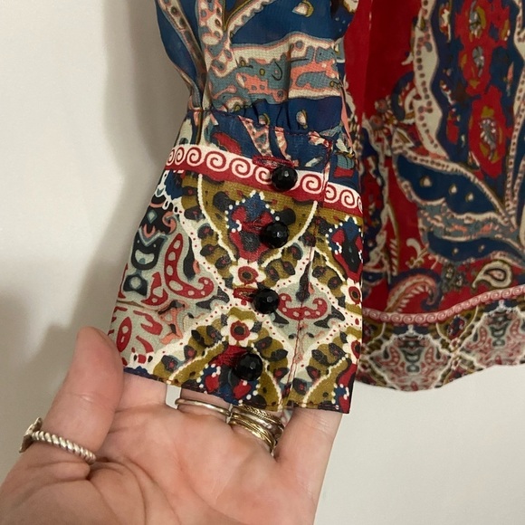Soft Surroundings LIKE NEW mock neck semi sheer paisley printed tunic size M - Picture 4 of 5